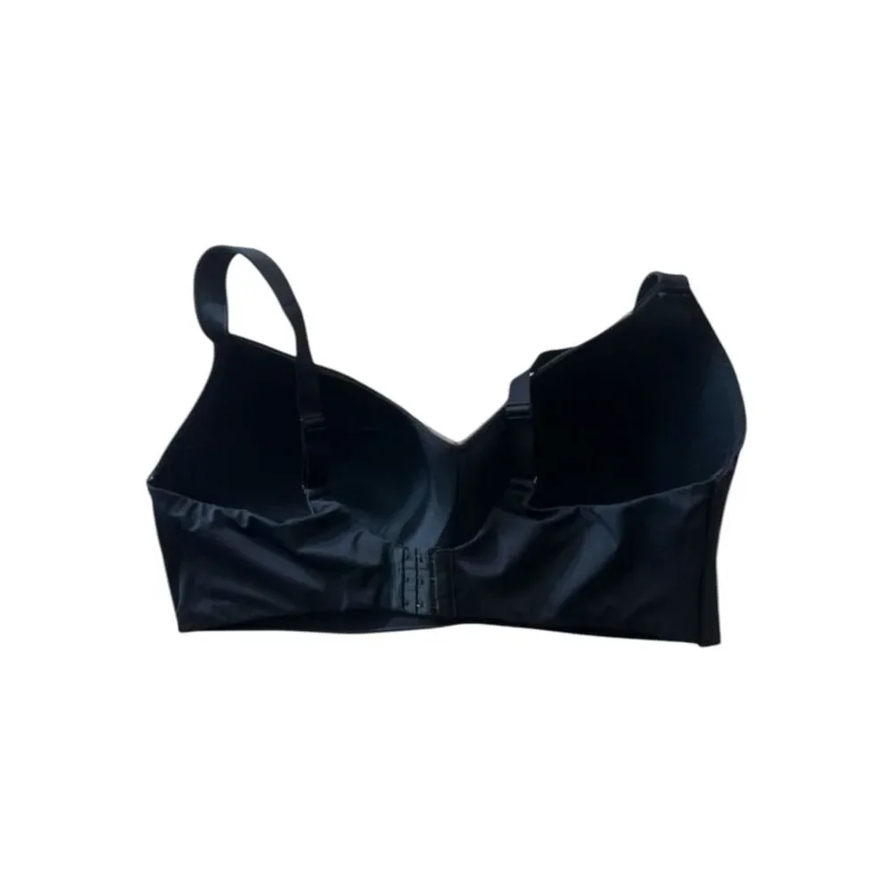 Auden Women Plus Size 44DDD Bra Wirefree Black Lightly Lined Wide Comfy Straps